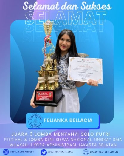 Selamat kepada Felianka Bellacia atas prestasinya dalam Festival & Lomba Seni Siswa Nasional tin